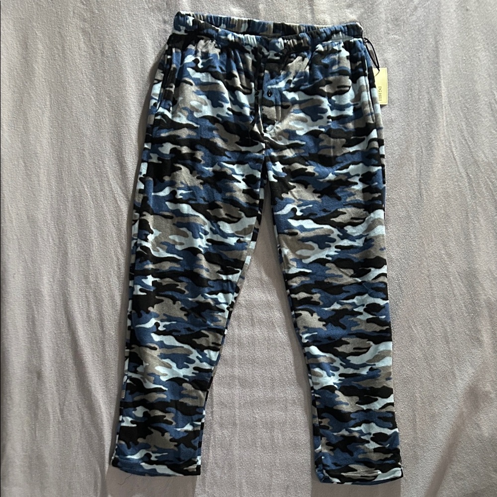Mens Camouflage PJ Fleece Pants - L